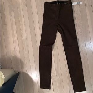 elie tahari brown swede pant from bergdorf goodman